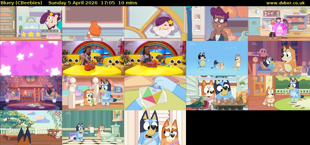 Bluey (CBeebies) Sunday 5 April 2026 17:05 - 17:15