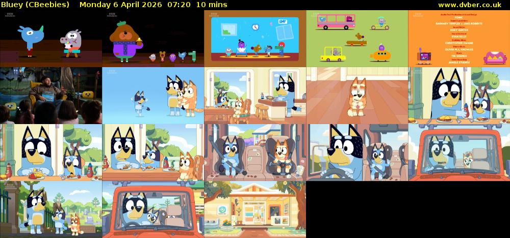 Bluey (CBeebies) Monday 6 April 2026 07:20 - 07:30