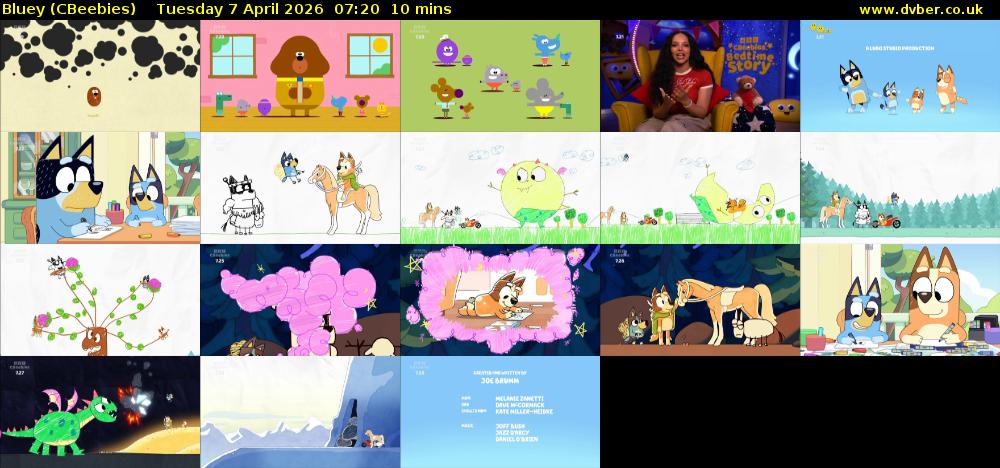 Bluey (CBeebies) Tuesday 7 April 2026 07:20 - 07:30