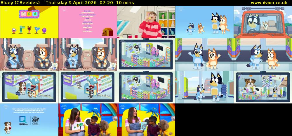 Bluey (CBeebies) Thursday 9 April 2026 07:20 - 07:30