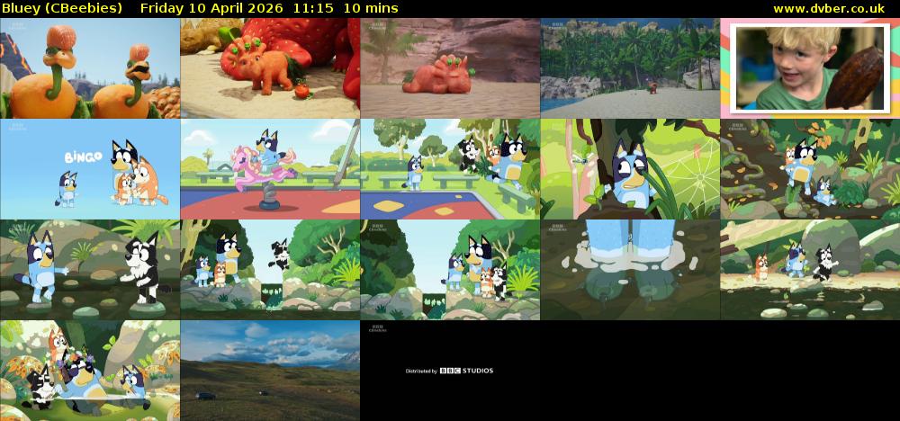 Bluey (CBeebies) Friday 10 April 2026 11:15 - 11:25
