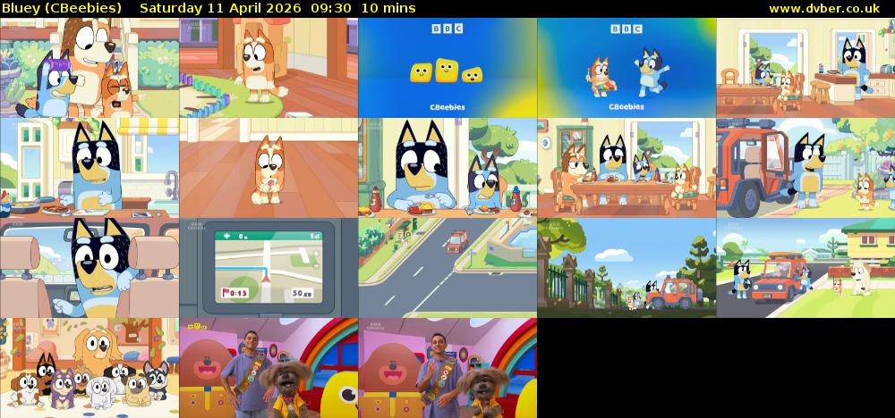 Bluey (CBeebies) Saturday 11 April 2026 09:30 - 09:40