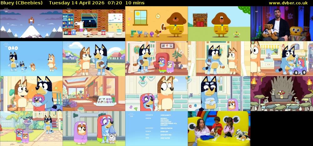 Bluey (CBeebies) Tuesday 14 April 2026 07:20 - 07:30