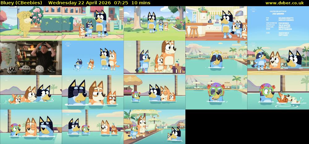 Bluey (CBeebies) Wednesday 22 April 2026 07:25 - 07:35