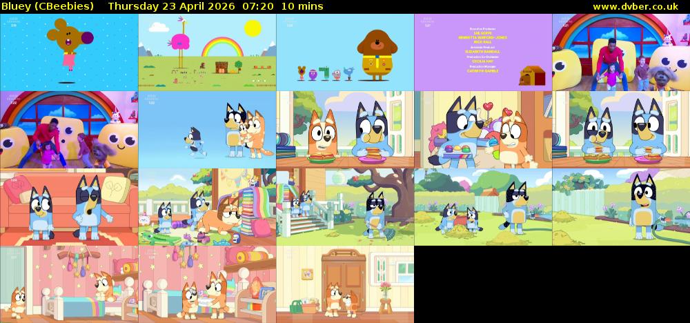 Bluey (CBeebies) Thursday 23 April 2026 07:20 - 07:30