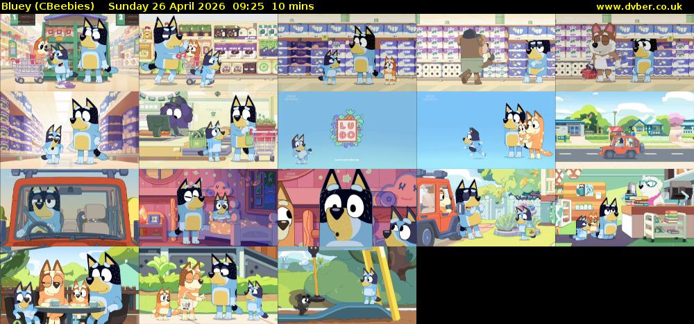 Bluey (CBeebies) Sunday 26 April 2026 09:25 - 09:35