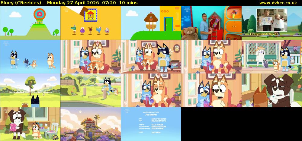 Bluey (CBeebies) Monday 27 April 2026 07:20 - 07:30