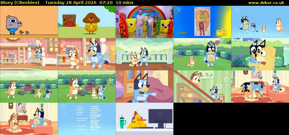 Bluey (CBeebies) Tuesday 28 April 2026 07:20 - 07:30