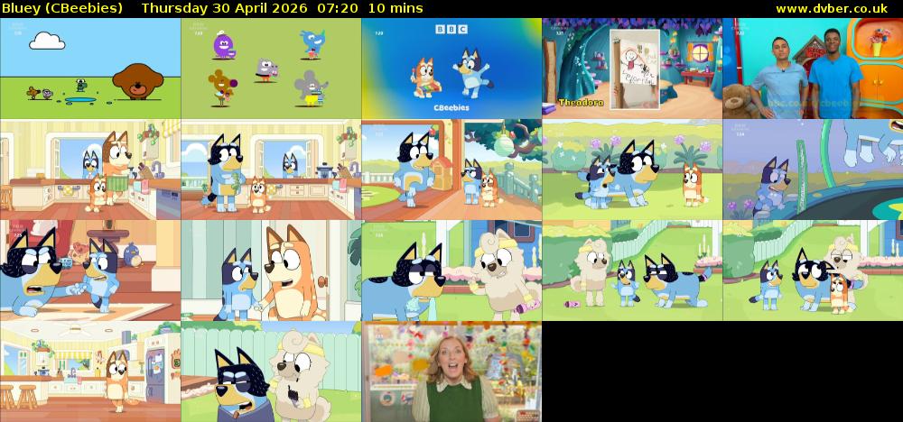 Bluey (CBeebies) Thursday 30 April 2026 07:20 - 07:30