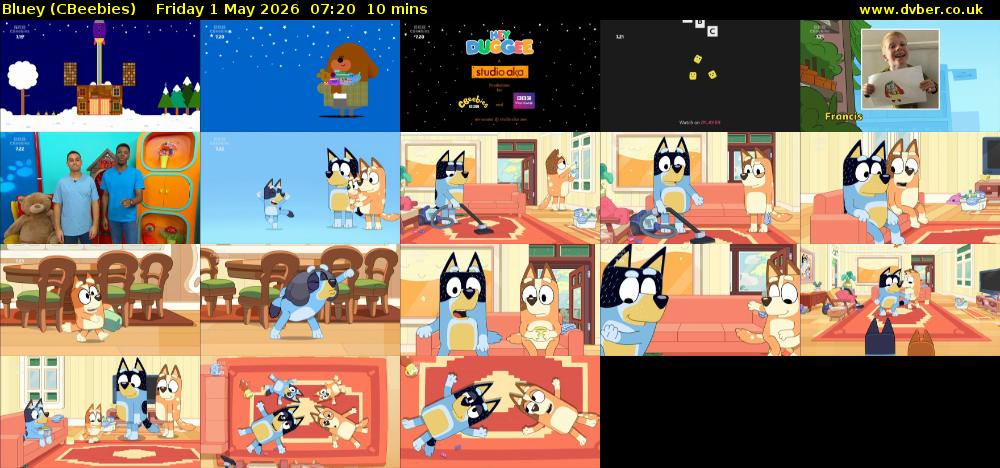 Bluey (CBeebies) Friday 1 May 2026 07:20 - 07:30