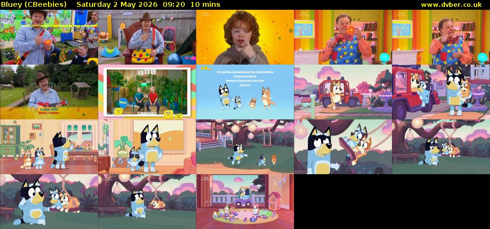 Bluey (CBeebies) Saturday 2 May 2026 09:20 - 09:30