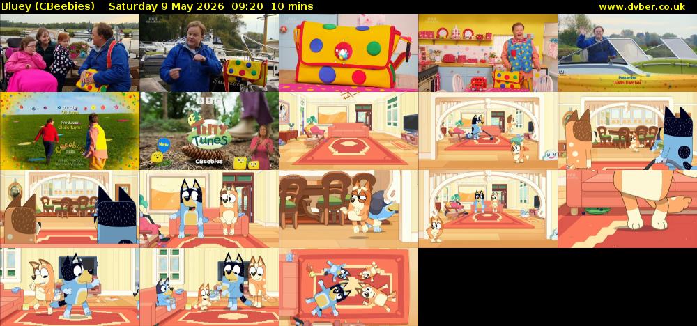 Bluey (CBeebies) Saturday 9 May 2026 09:20 - 09:30