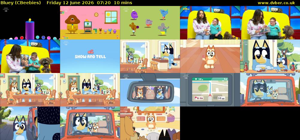 Bluey (CBeebies) Friday 12 June 2026 07:20 - 07:30