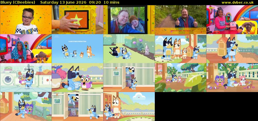Bluey (CBeebies) Saturday 13 June 2026 09:20 - 09:30
