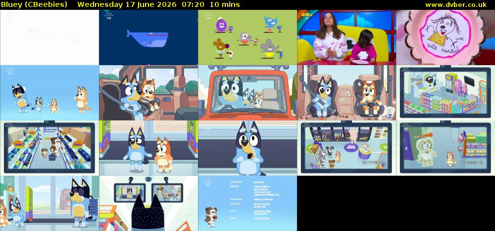 Bluey (CBeebies) Wednesday 17 June 2026 07:20 - 07:30