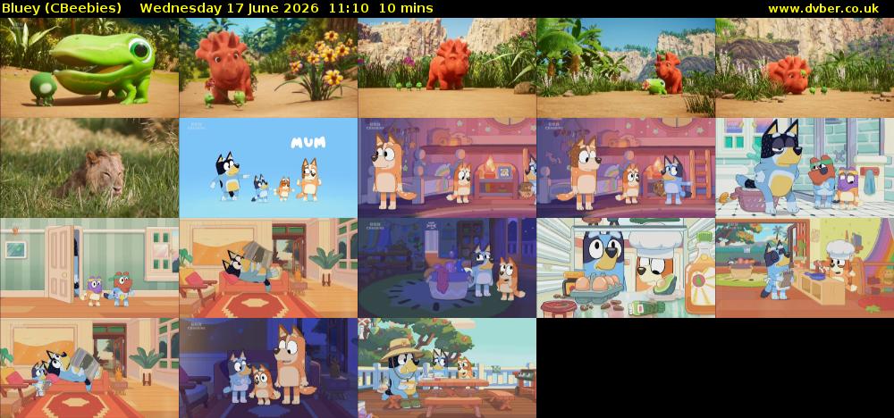 Bluey (CBeebies) Wednesday 17 June 2026 11:10 - 11:20