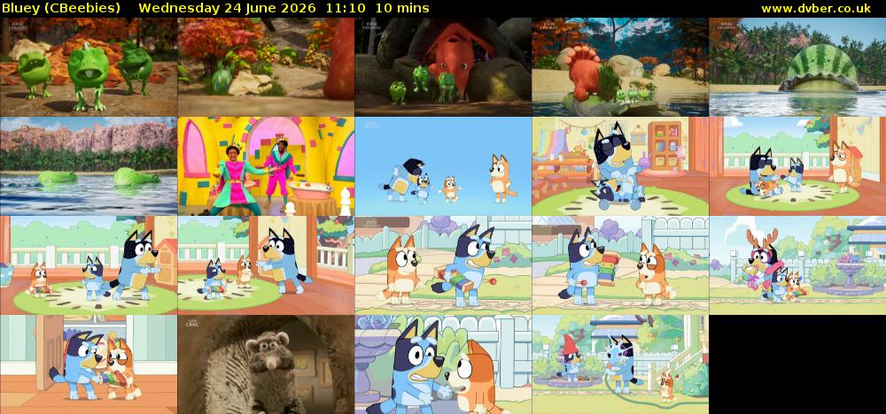 Bluey (CBeebies) Wednesday 24 June 2026 11:10 - 11:20