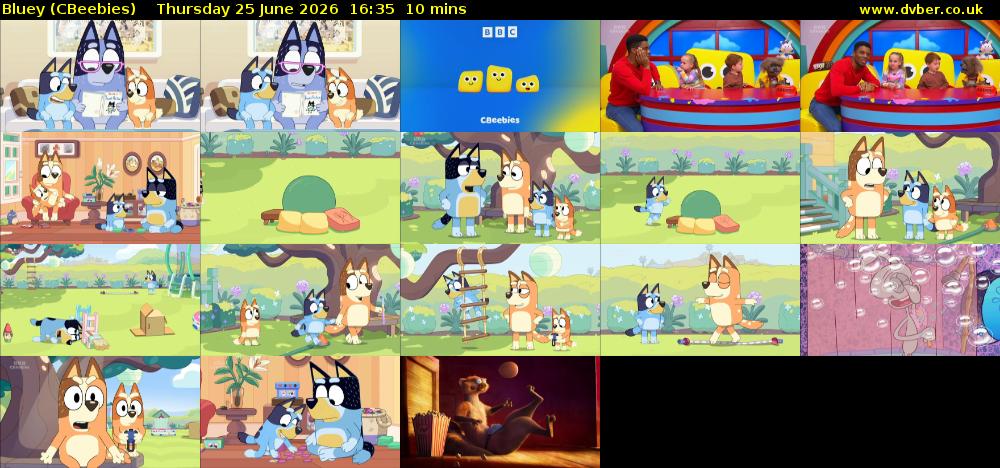 Bluey (CBeebies) Thursday 25 June 2026 16:35 - 16:45