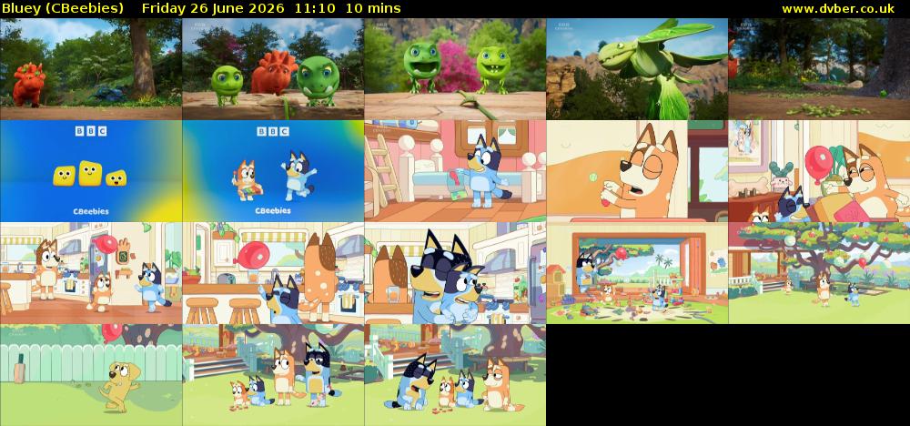 Bluey (CBeebies) Friday 26 June 2026 11:10 - 11:20