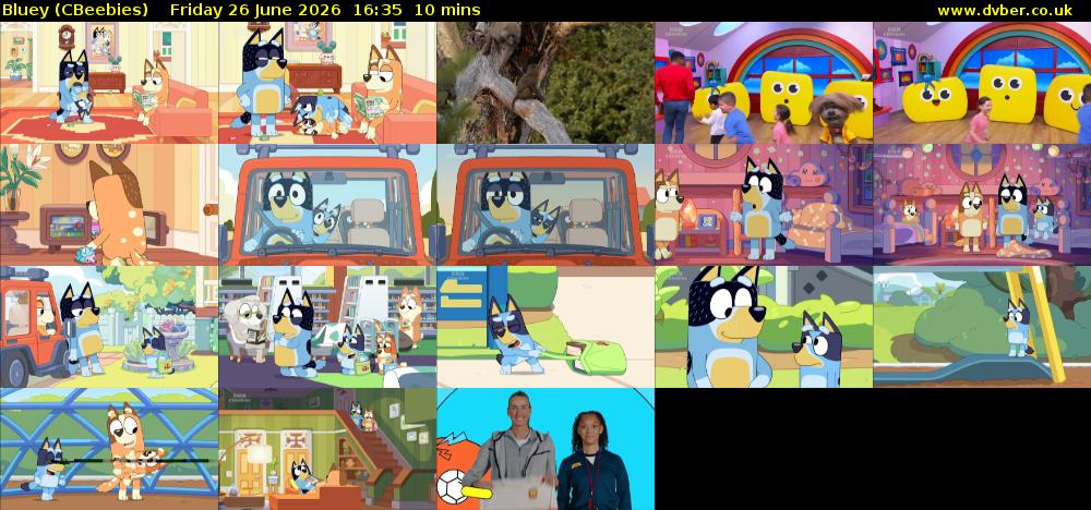 Bluey (CBeebies) Friday 26 June 2026 16:35 - 16:45