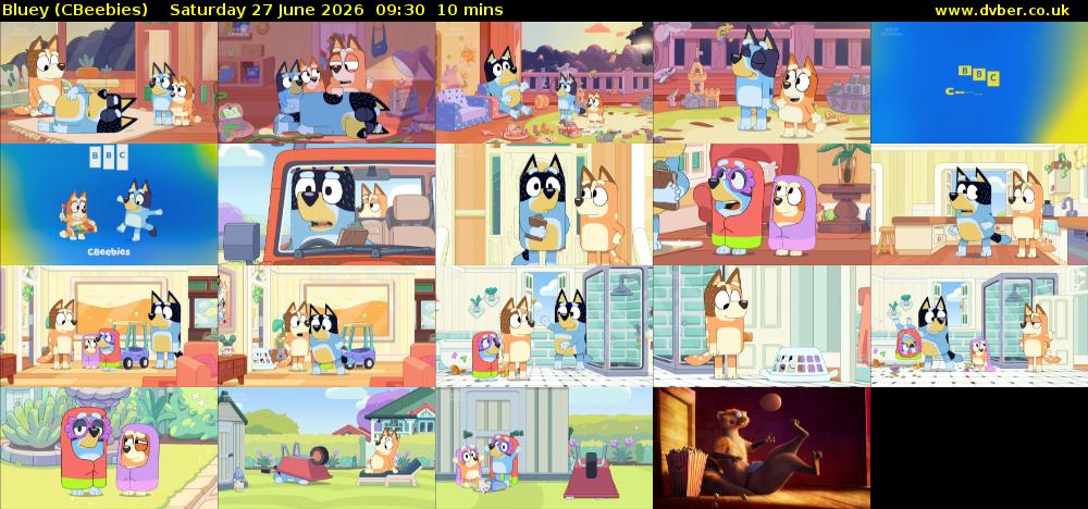 Bluey (CBeebies) Saturday 27 June 2026 09:30 - 09:40