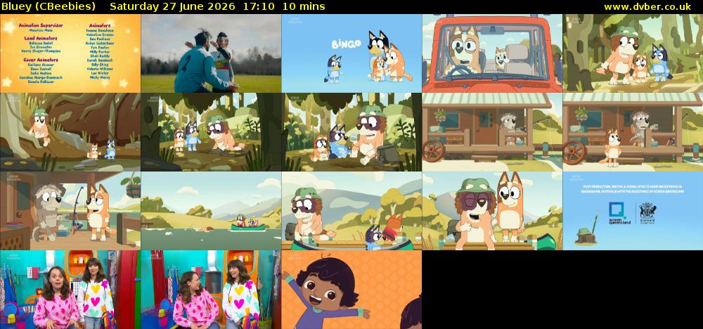 Bluey (CBeebies) Saturday 27 June 2026 17:10 - 17:20