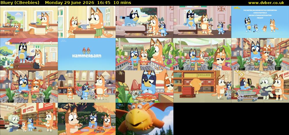Bluey (CBeebies) Monday 29 June 2026 16:45 - 16:55