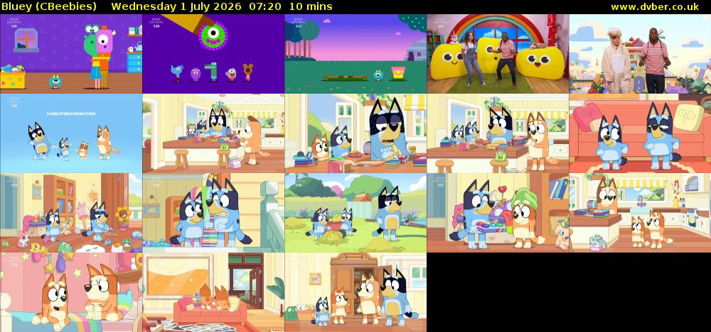 Bluey (CBeebies) Wednesday 1 July 2026 07:20 - 07:30