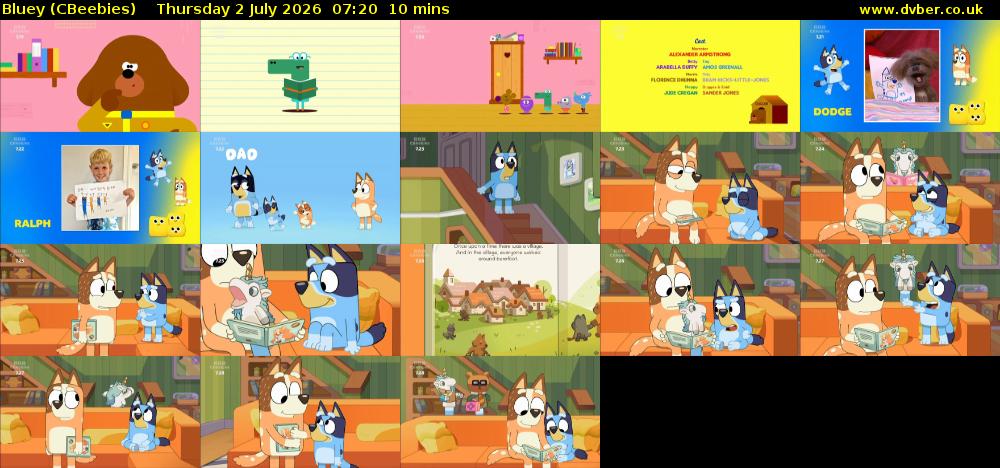 Bluey (CBeebies) Thursday 2 July 2026 07:20 - 07:30