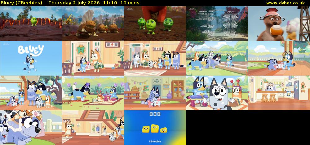 Bluey (CBeebies) Thursday 2 July 2026 11:10 - 11:20