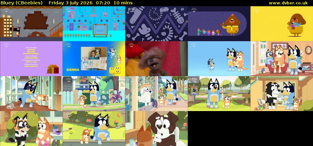 Bluey (CBeebies) Friday 3 July 2026 07:20 - 07:30