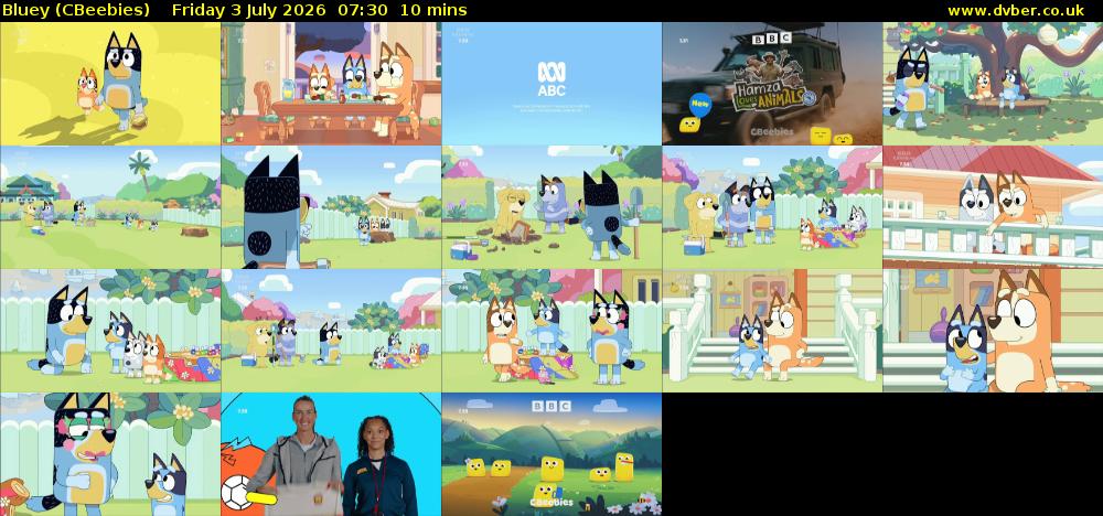 Bluey (CBeebies) Friday 3 July 2026 07:30 - 07:40