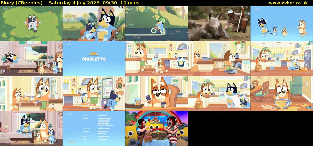Bluey (CBeebies) Saturday 4 July 2026 09:30 - 09:40