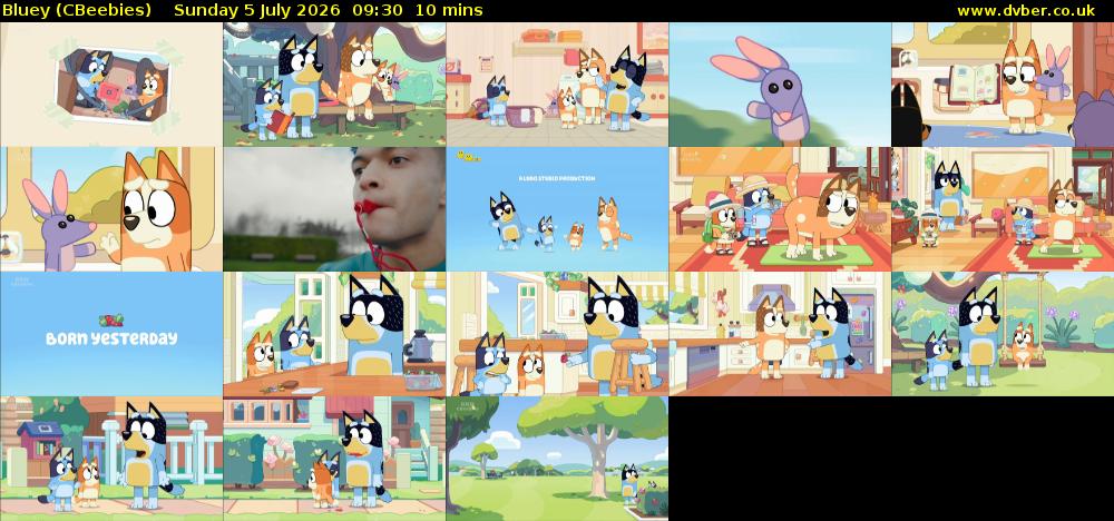 Bluey (CBeebies) Sunday 5 July 2026 09:30 - 09:40