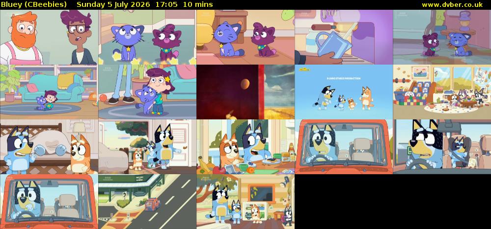 Bluey (CBeebies) Sunday 5 July 2026 17:05 - 17:15