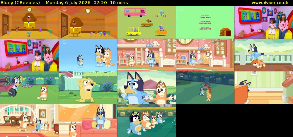 Bluey (CBeebies) Monday 6 July 2026 07:20 - 07:30
