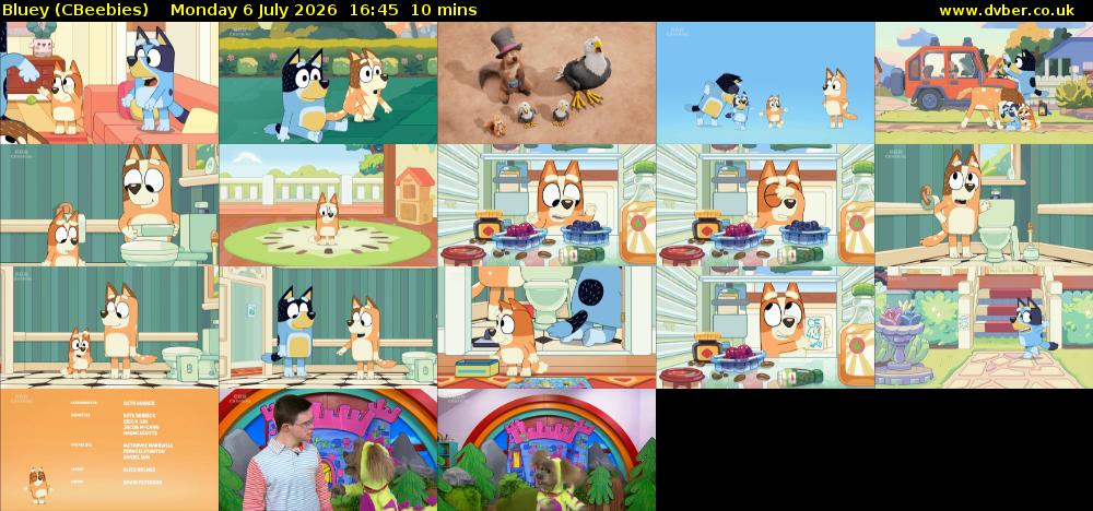 Bluey (CBeebies) Monday 6 July 2026 16:45 - 16:55