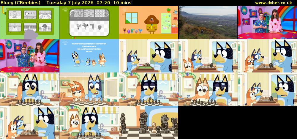 Bluey (CBeebies) Tuesday 7 July 2026 07:20 - 07:30