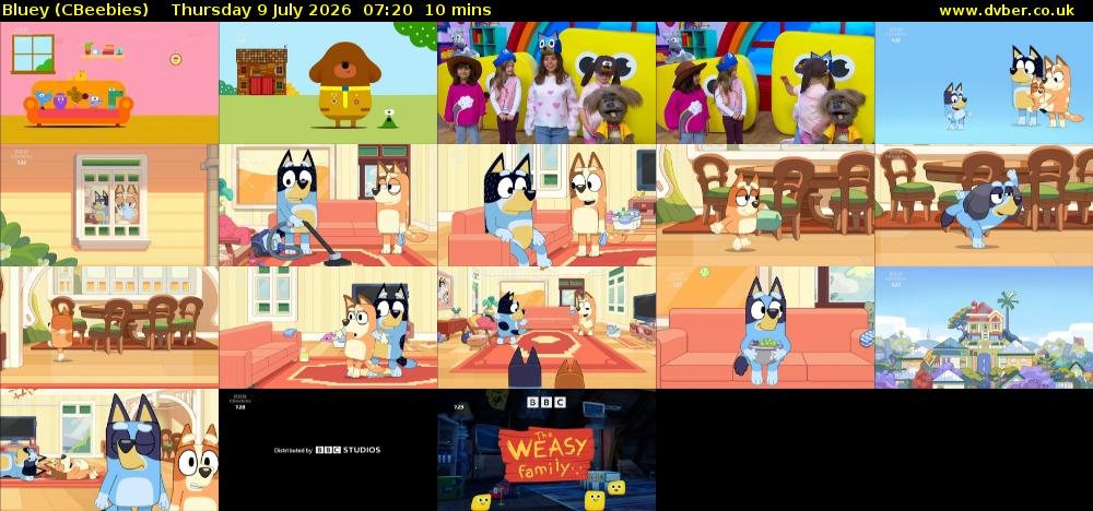 Bluey (CBeebies) Thursday 9 July 2026 07:20 - 07:30