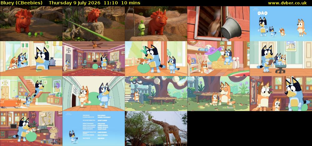 Bluey (CBeebies) Thursday 9 July 2026 11:10 - 11:20