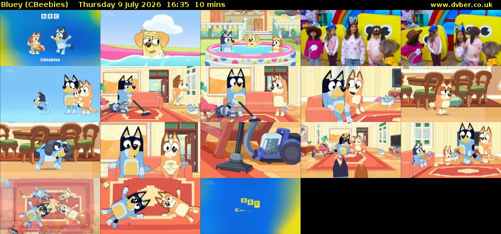 Bluey (CBeebies) Thursday 9 July 2026 16:35 - 16:45