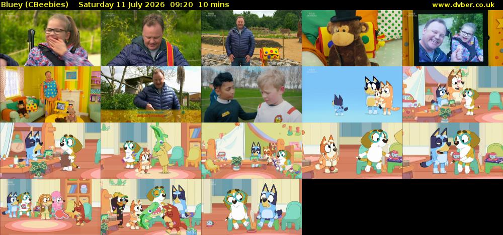 Bluey (CBeebies) Saturday 11 July 2026 09:20 - 09:30