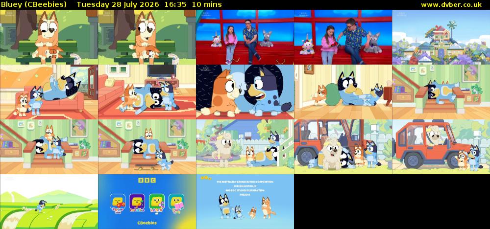 Bluey (CBeebies) Tuesday 28 July 2026 16:35 - 16:45