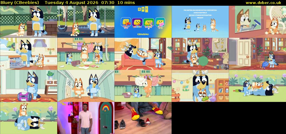 Bluey (CBeebies) Tuesday 4 August 2026 07:30 - 07:40