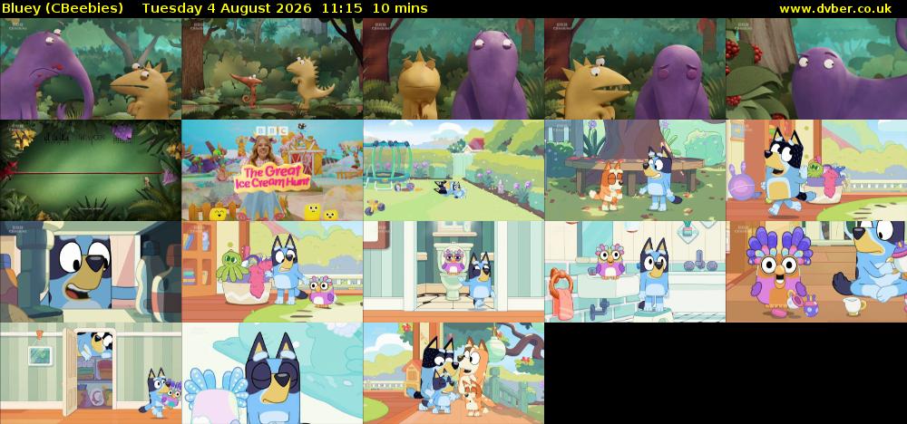 Bluey (CBeebies) Tuesday 4 August 2026 11:15 - 11:25