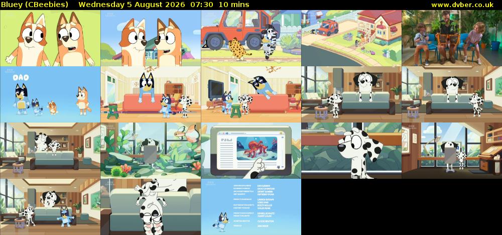 Bluey (CBeebies) Wednesday 5 August 2026 07:30 - 07:40