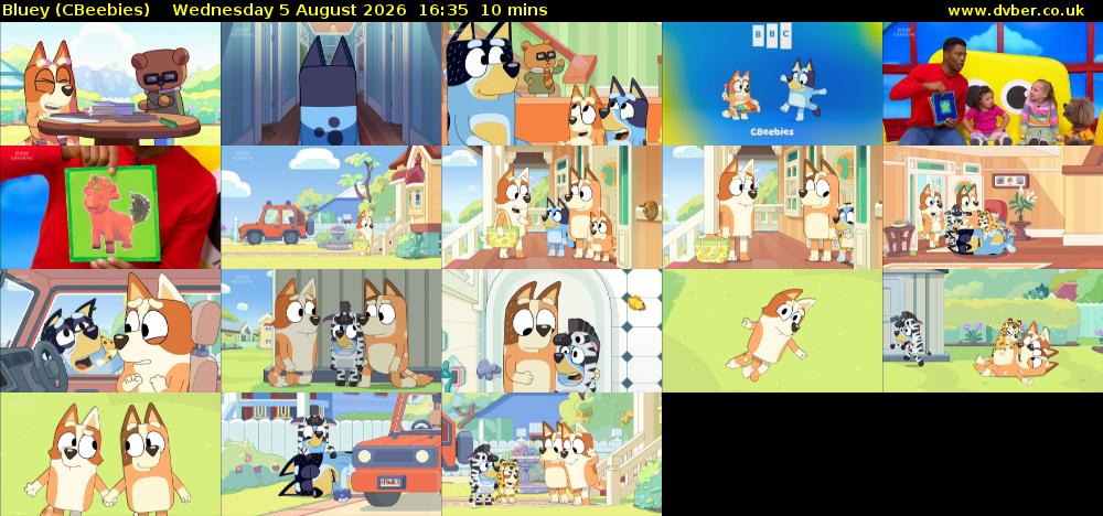 Bluey (CBeebies) Wednesday 5 August 2026 16:35 - 16:45