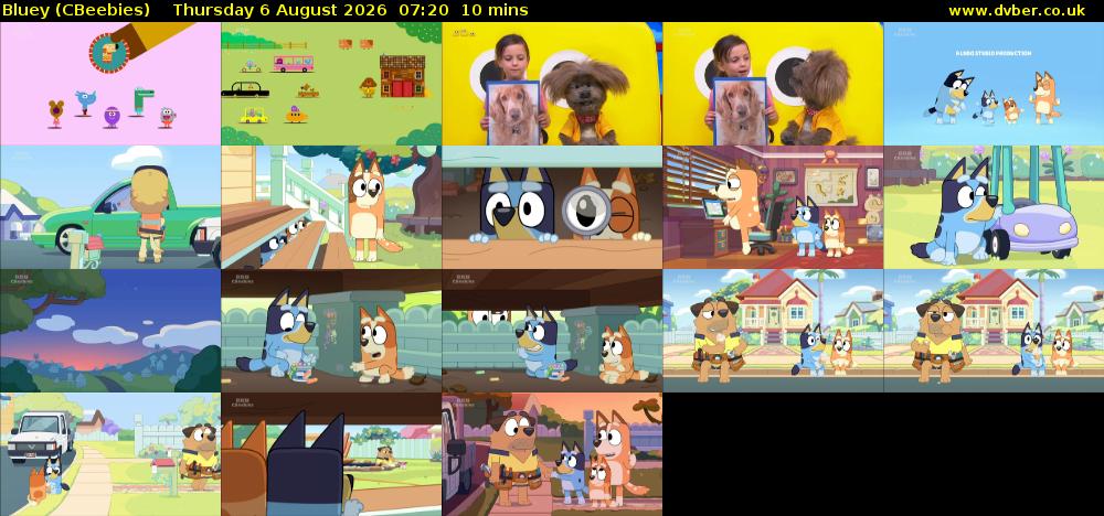Bluey (CBeebies) Thursday 6 August 2026 07:20 - 07:30