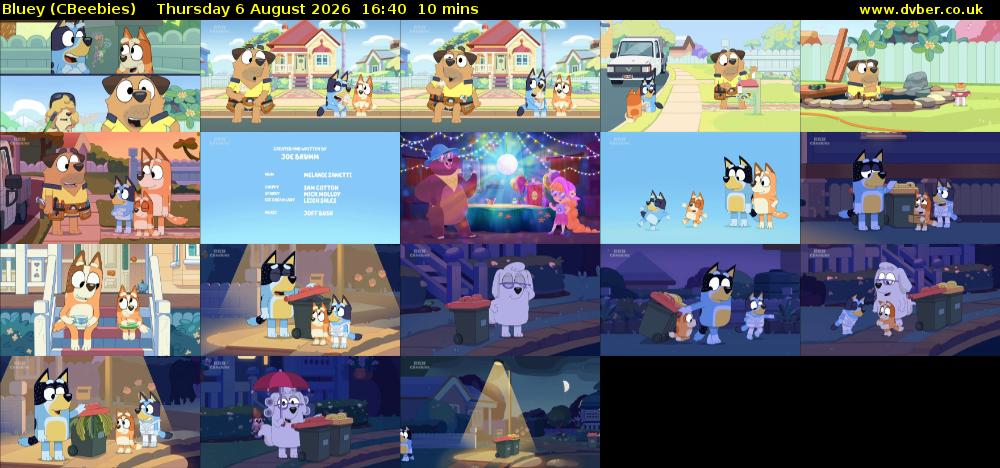 Bluey (CBeebies) Thursday 6 August 2026 16:40 - 16:50