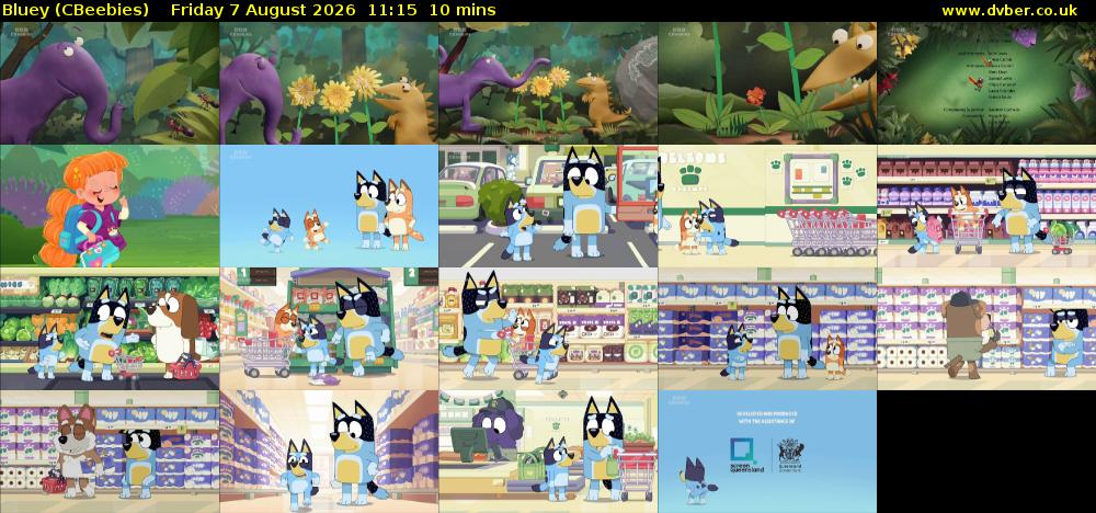 Bluey (CBeebies) Friday 7 August 2026 11:15 - 11:25